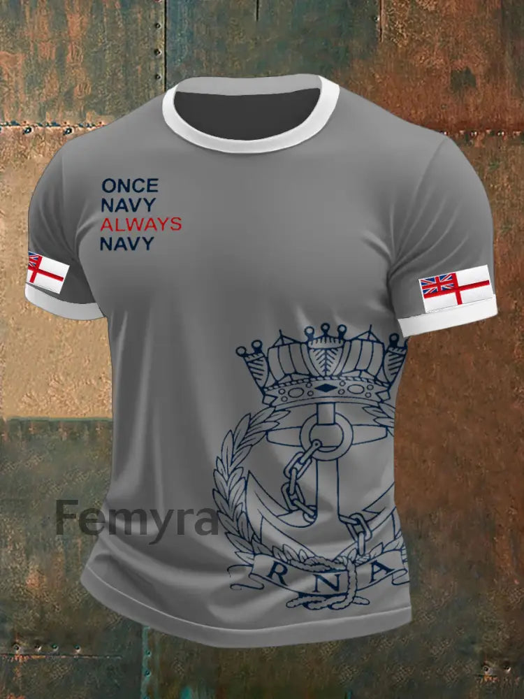 Men’s Royal Navy Veteran Printed T-shirt Light Gray / S