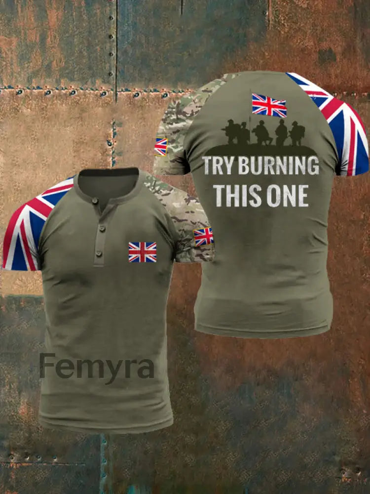 Men’s Try To Burn This T-Shirt Army Green / S