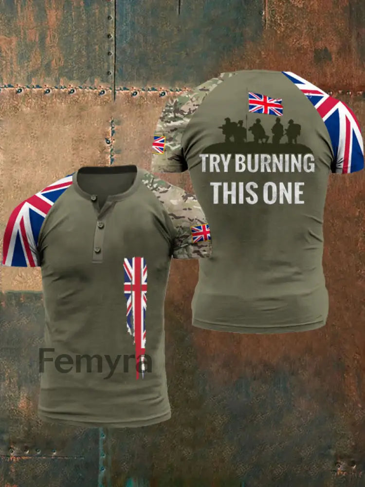 Men’s Try To Burn This T-Shirt Army Green / S