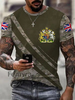 Men’s UK Flag Camouflage Print Casual Tee Army Green / S