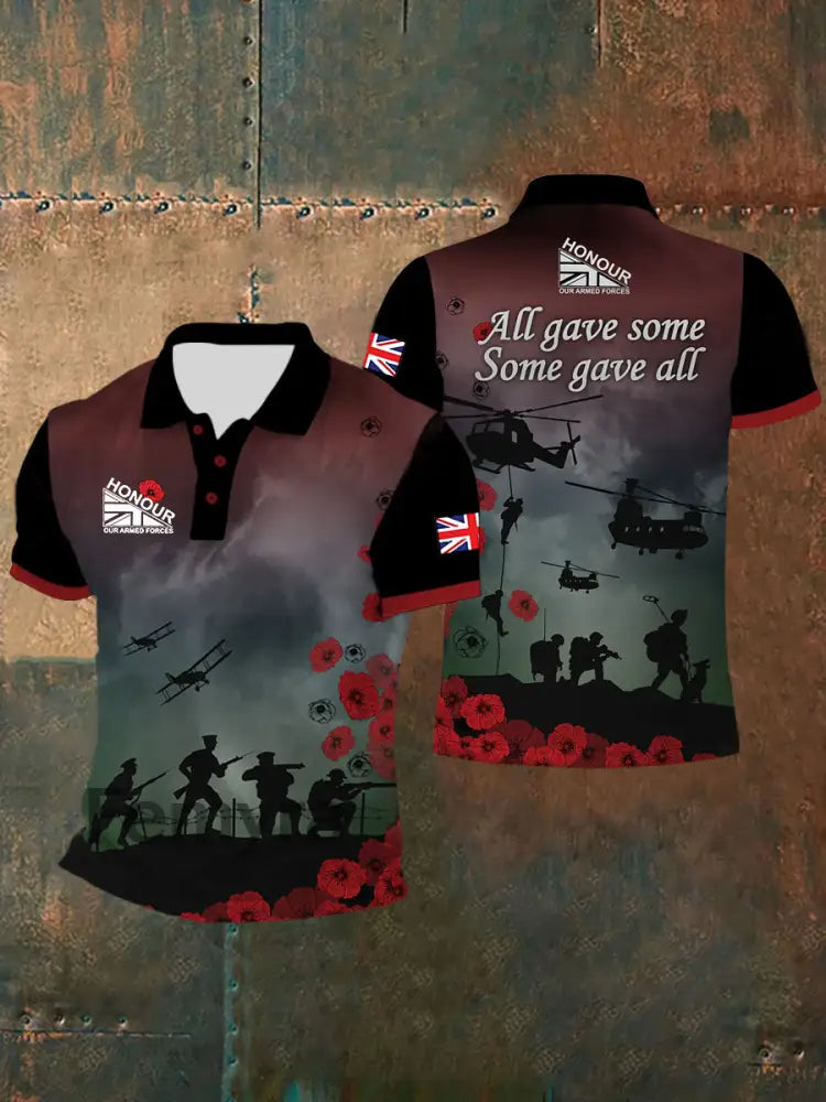 Men’s UK Flag Honour Our Armed Forces ’All gave some Some gave all’ Short Sleeves Tee As picture / S
