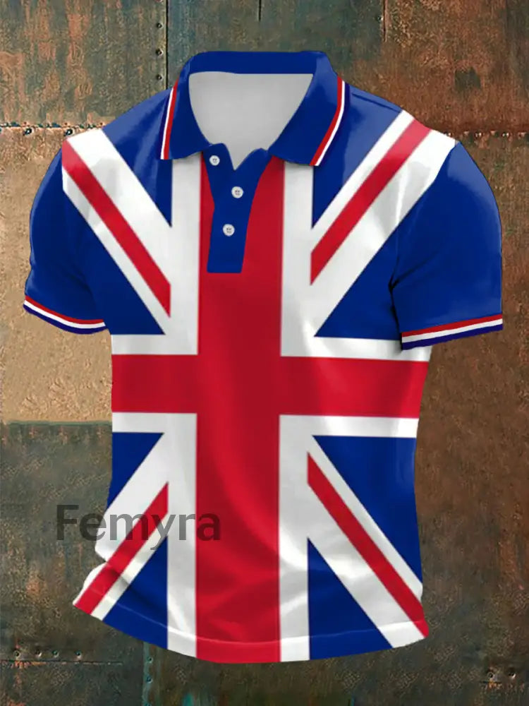 Men’s UK Flag Print Casual Top Blue / S