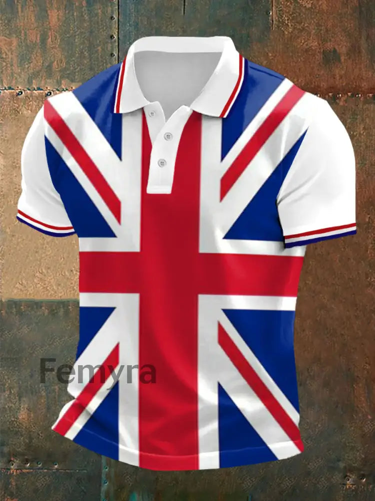 Men’s UK Flag Print Casual Top White / S