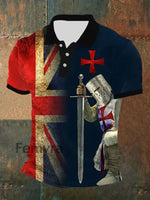 Men’s UK Flag Printed Casual Tee Navy Blue / S