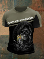 Men’s United Kingdom Skull Print Casual Tee Army Green / S