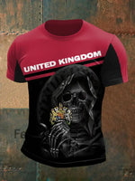 Men’s United Kingdom Skull Print Casual Tee Red / S