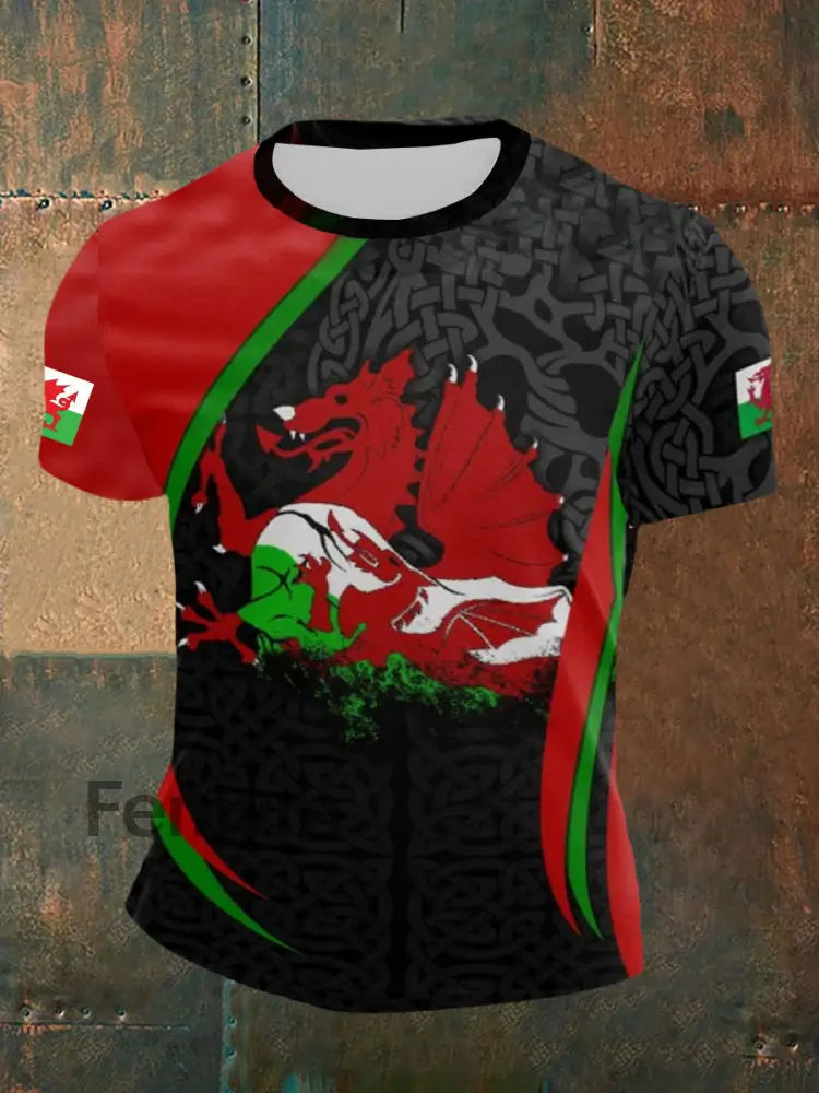 Men’s Wales Flag Short Sleeves t-shirt Black / S