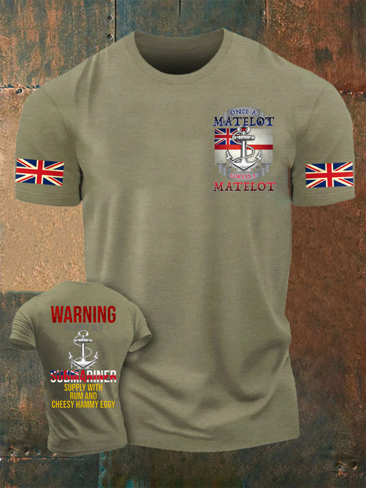 Men's Vintage British Veterans Memorial Art Print Casual T-Shirt
