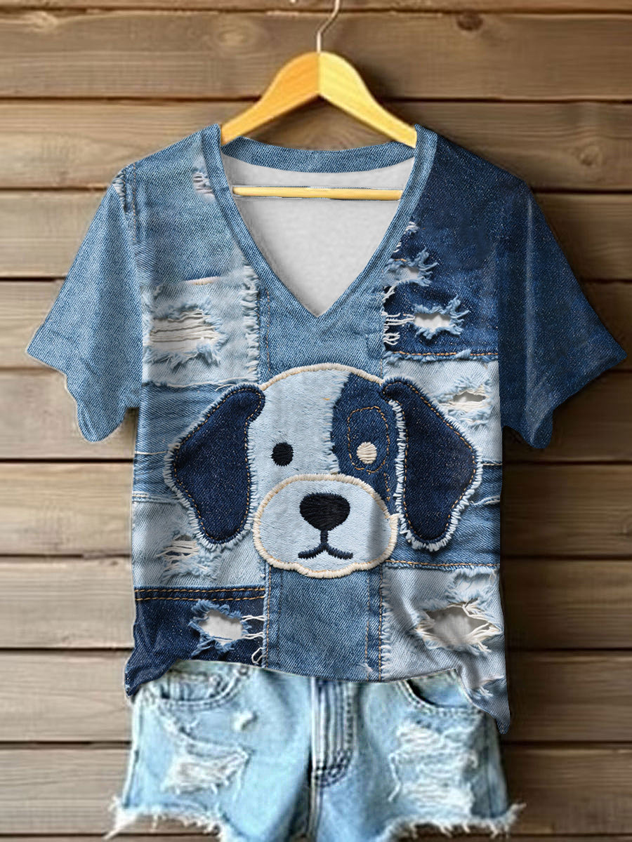Women's Denim Puppy T-shirt