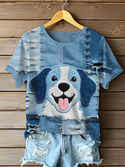 Women's Denim Puppy T-shirt