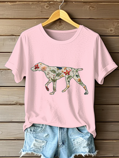 Women's German Shorthaired Pointer Print Casual T-Shirt