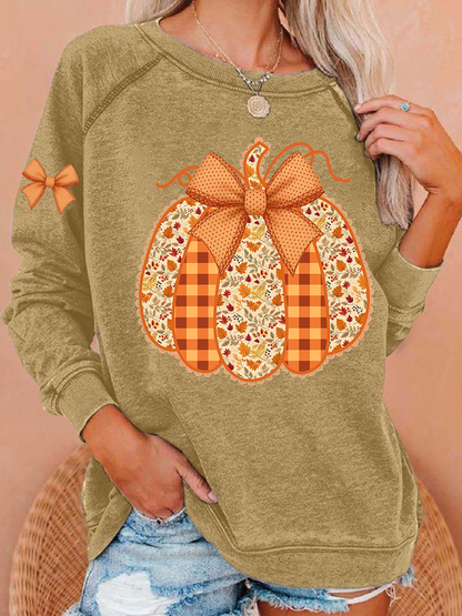 Women's Pumpkin Art Print Sweatshirt