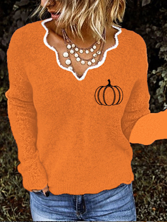 Women's Pumpkin Art Print Sweatshirt
