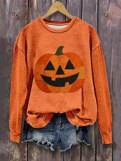 Women's Pumpkin Art Print Sweatshirt