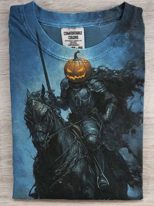 Halloween Pumpkin Rider Printed Casual Short Sleeve T-Shirt