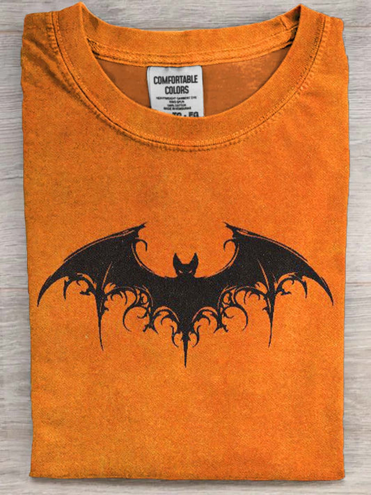 Halloween Bat Print Casual Short Sleeve T-Shirt