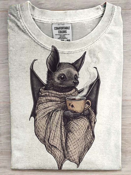 Halloween Bat Print Casual Short Sleeve T-Shirt