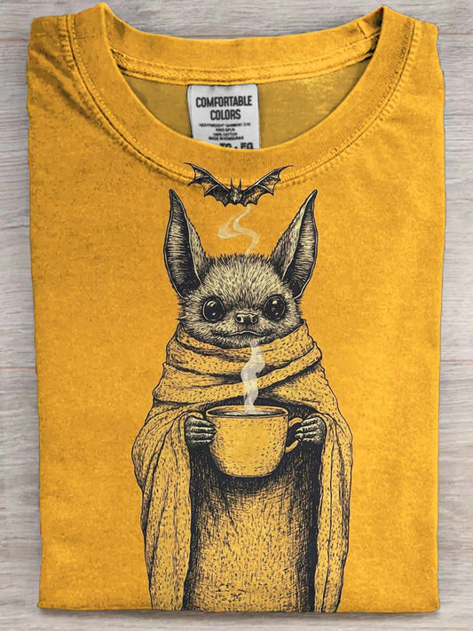 Halloween Bat Print Casual Short Sleeve T-Shirt
