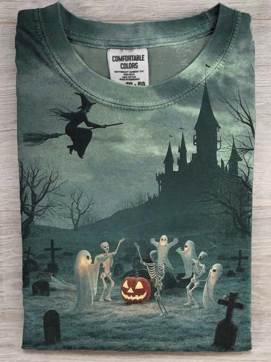 Halloween Skull Carnival Print Casual Short Sleeve T-Shirt