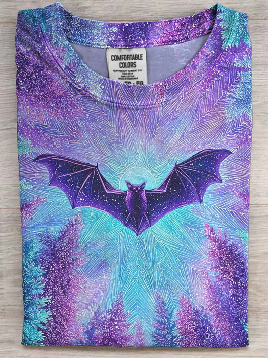 Halloween Bat Print Casual Short Sleeve T-Shirt