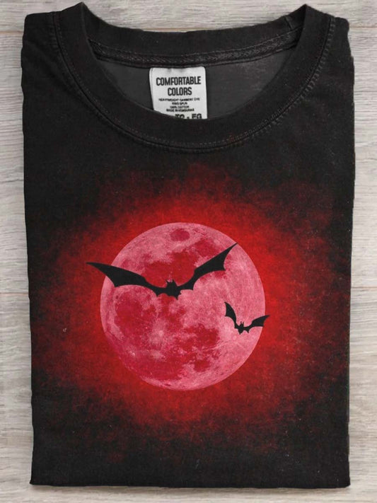 Halloween Bat Print Casual Short Sleeve T-Shirt
