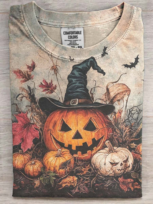 Halloween Evil Pumpkin Print Casual Short Sleeve T-Shirt