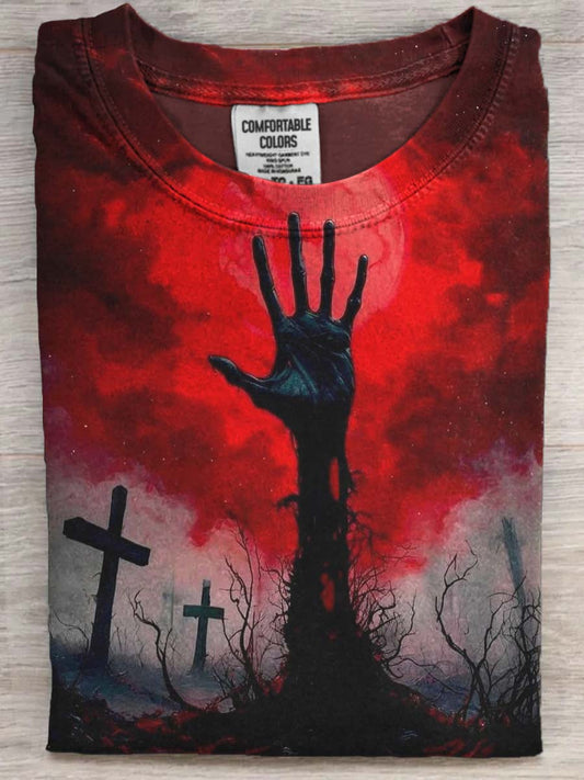 Scary Halloween Print Casual Short Sleeve T-Shirt
