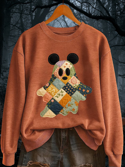Women's Halloween Ghost Print Casual Sweatshirt