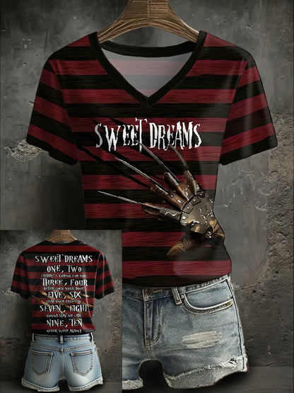 Women's Halloween Horror Sweet Dreams Printed T-shirt
