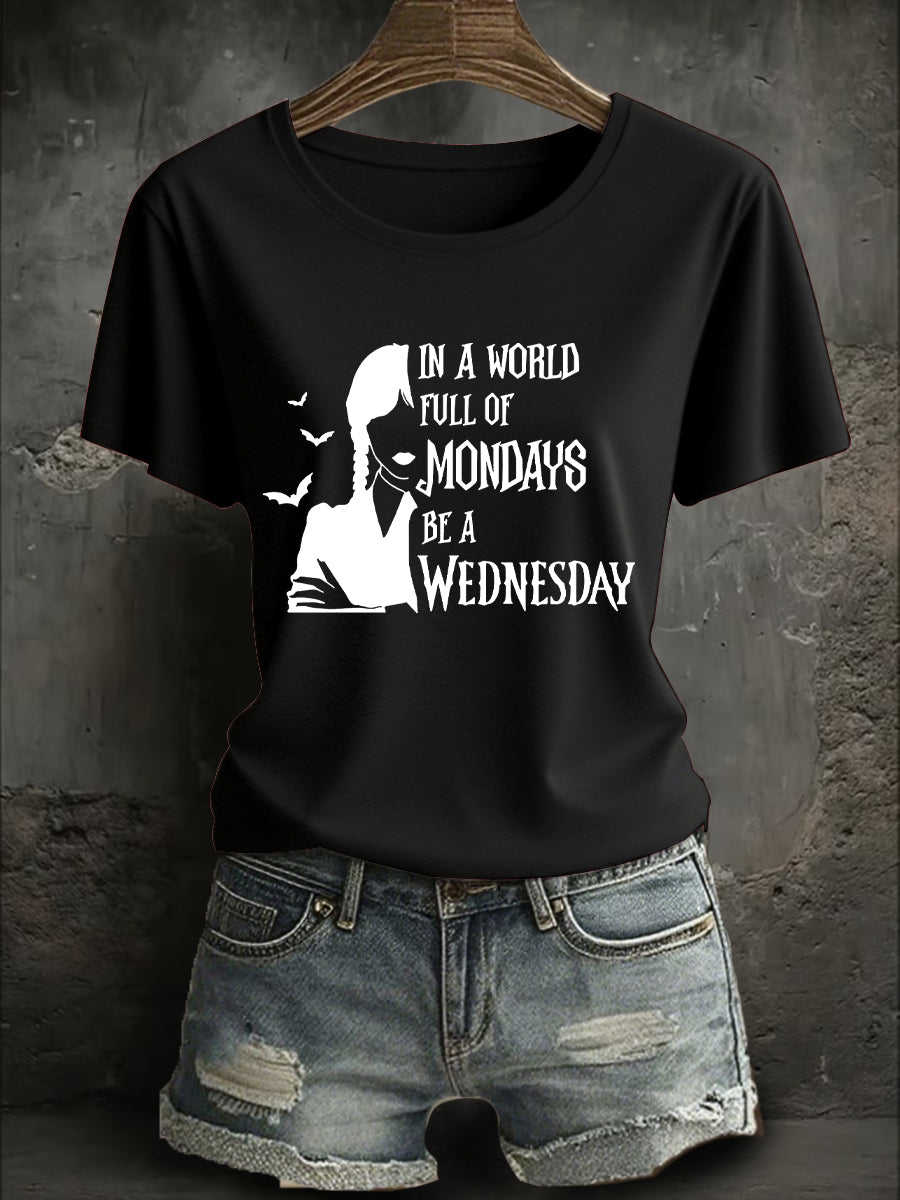 Women's Halloween Be A Wednesday Printed T-Shirt