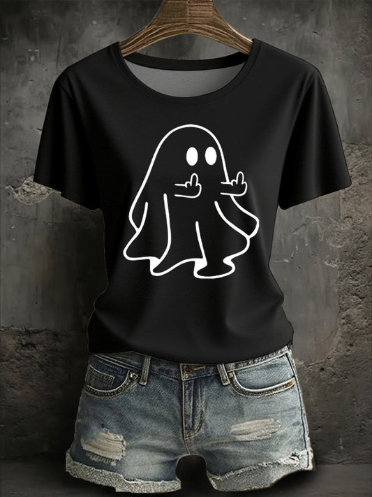 Women's halloween ghost Print short-sleeved T-shirt