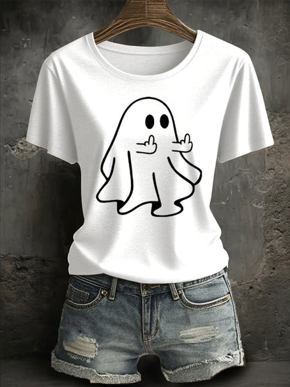 Women's halloween ghost Print short-sleeved T-shirt