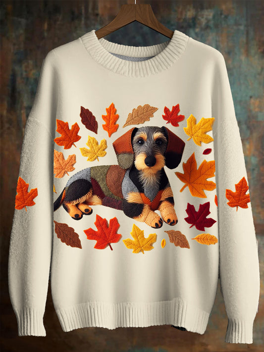 Dachshund Maple Leaf Imitation Sweater