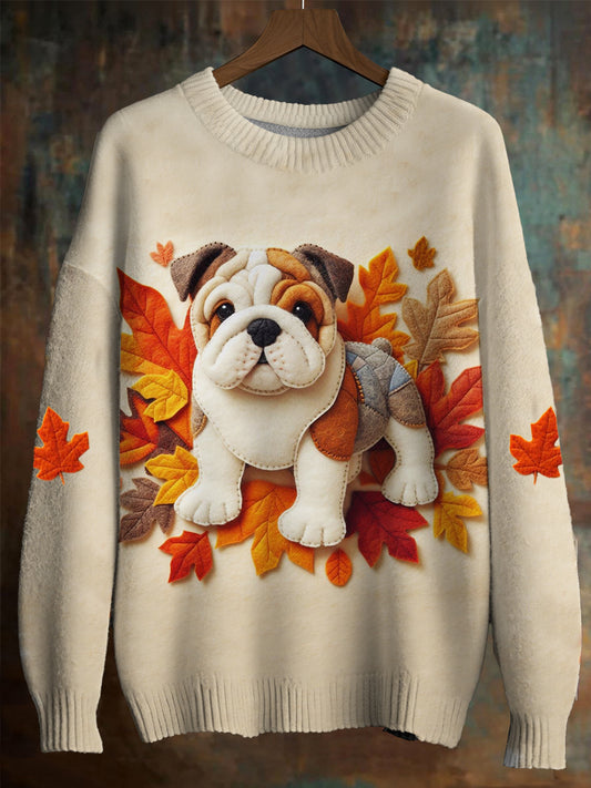 Pug Maple Leaf Imitation Sweater