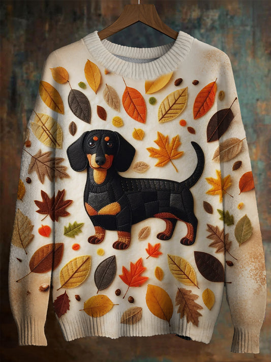 Dachshund Maple Leaf  Imitation Sweater