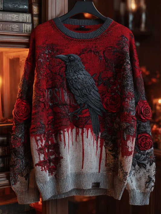 Unisex Vintage Art Print Casual Sweater