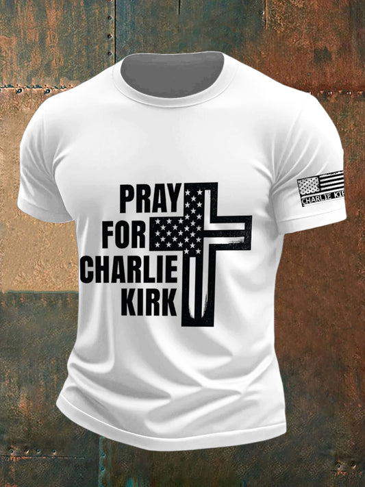 Men's Charlie Kirk Printed Vintage Fashion Loose Short Sleeve T-Shirt