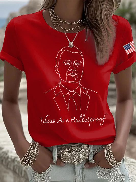 Women's Ideas Are Bulletproof Print Casual T-shirt