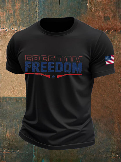 Men's Freedom Printed imitation cotton short-sleeved T-shirt