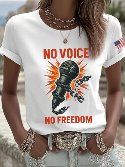 Women's No Voice No Freedom Print Casual T-shirt