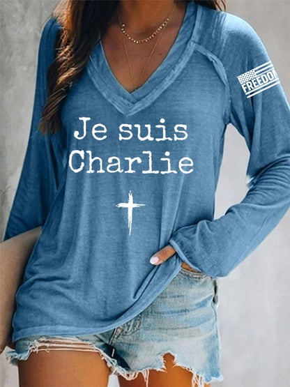 Women's Je Suis Charlie A True Patriot R.I.P Charlie Kirk Long-Sleeve T-Shirt