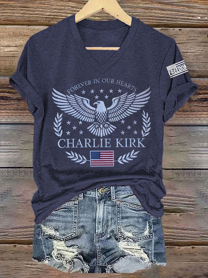 Women's Forever In Our Heart R.I.P Charlie Kirk Tee