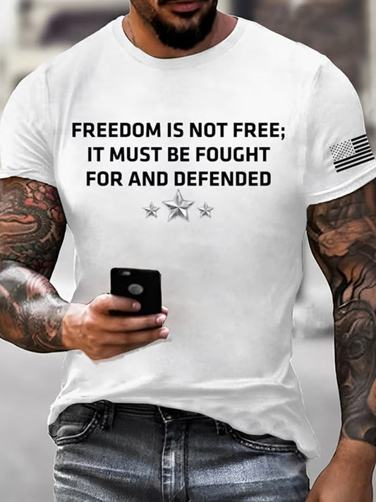 Men's Vintage Charlie Kirk American Flag Print Commemorative T-Shirt
