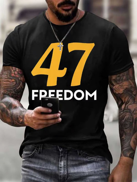 Men's Vintage Charlie Kirk American Flag Print Commemorative T-Shirt