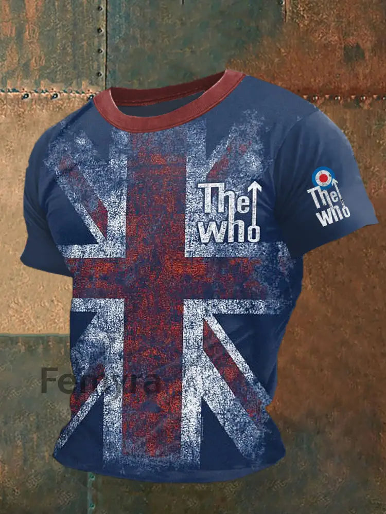 The Who Printed Vintage Fashion Loose Short Sleeve T-Shirt Blue / S