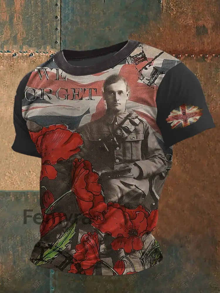 Union Jack Printed Vintage Fashion Loose Short Sleeve T-Shirt Light Brown / S