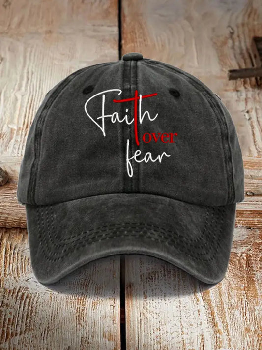 Unisex Fear Over Fear Print Hat Black / JM
