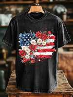 Unisex Memorial Day Poppy Flag Veteran Printed T-shirt Black / S