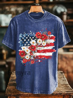 Unisex Memorial Day Poppy Flag Veteran Printed T-shirt Navy Blue / S