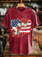 Unisex Memorial Day Poppy Flag Veteran Printed T-shirt Red / S